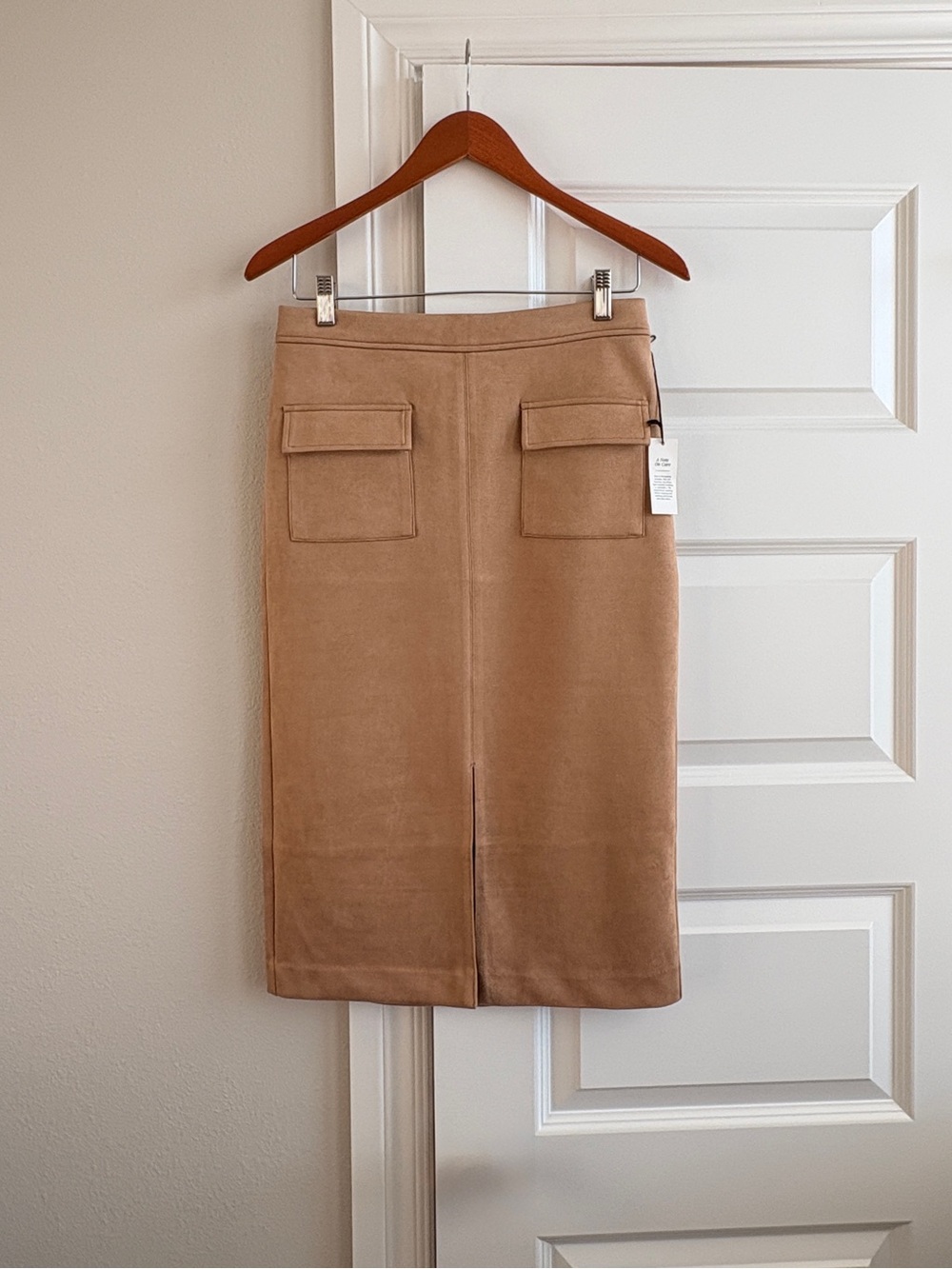 NWT Ann Taylor Factory Camel Faux Suede Utility Skirt 2 small